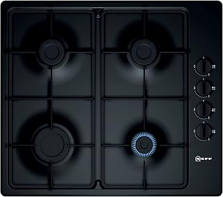 NEFF N30 T26BR46S0 Gas hob, 60cm, with Sword Dials and Cast Iron Pan Supports, Black, Built in