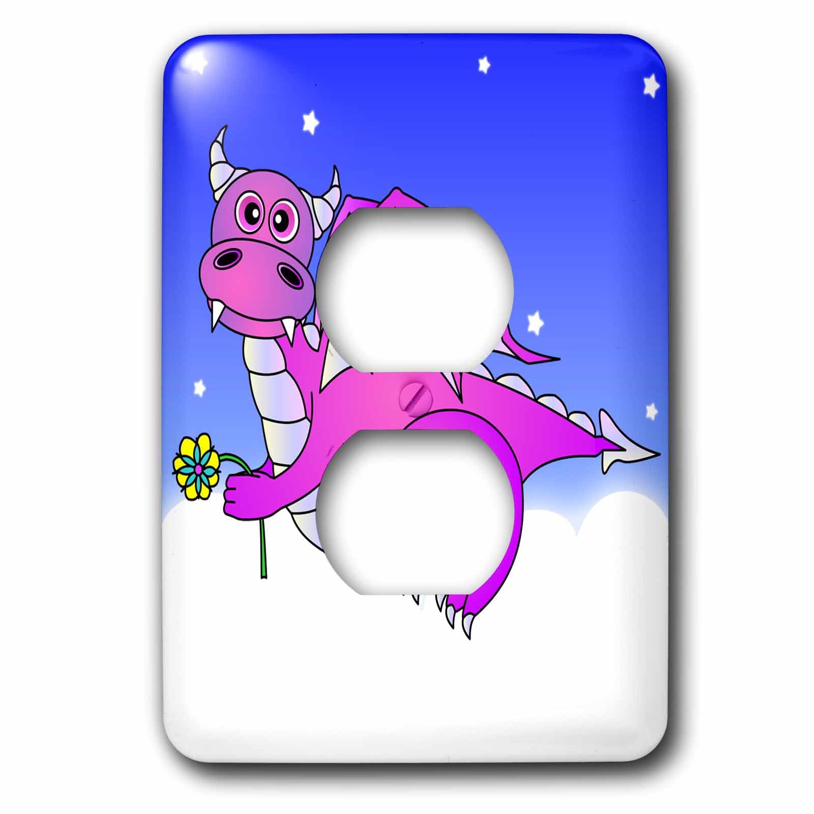 Cache-prise dragon volant violet 3dRose, cadeau original pour passionné de fantasy