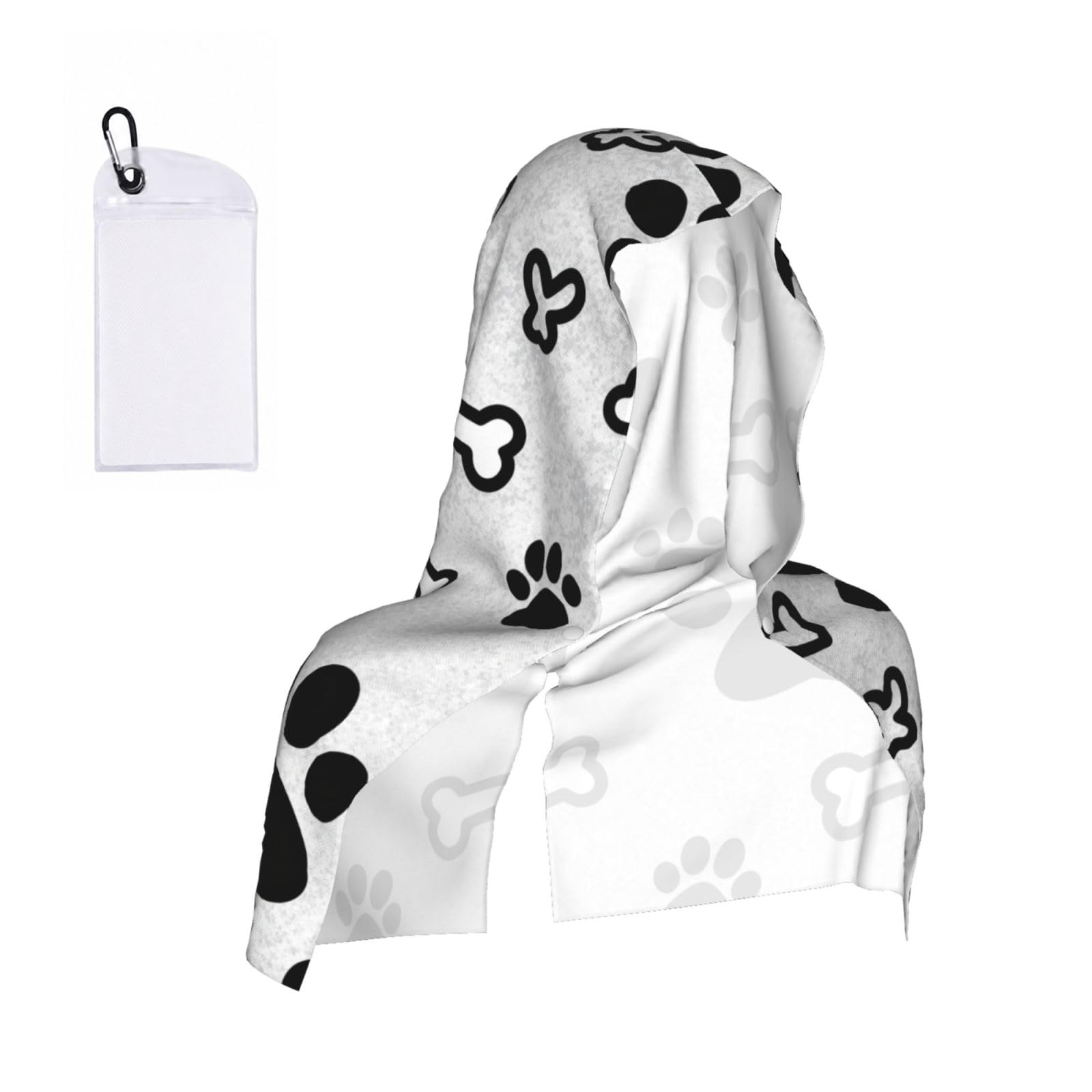 CNTDBU Bones and dog paws Cooling Towel Hooded-Instant Chill Neck Cover for Sports, UV Cooling Rag for Running Gym