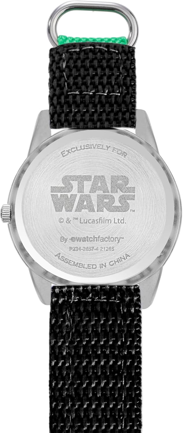 STAR WARS Kids' Plastic Time Teacher Analog Quartz Nylon Strap Watch, Black/Red
