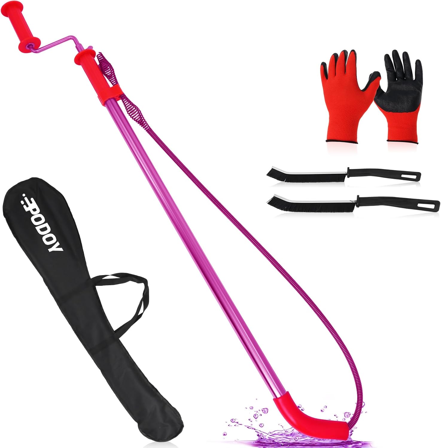 Toilet Auger 6FT - DIY Toilet Snake Drain Clog Remover Tool for Unclogging, Closet Auger Toilet Snake 6 FEET for Use Manually or with Drill, No Plumber Needed for Heavy Toilet Blockages RED1