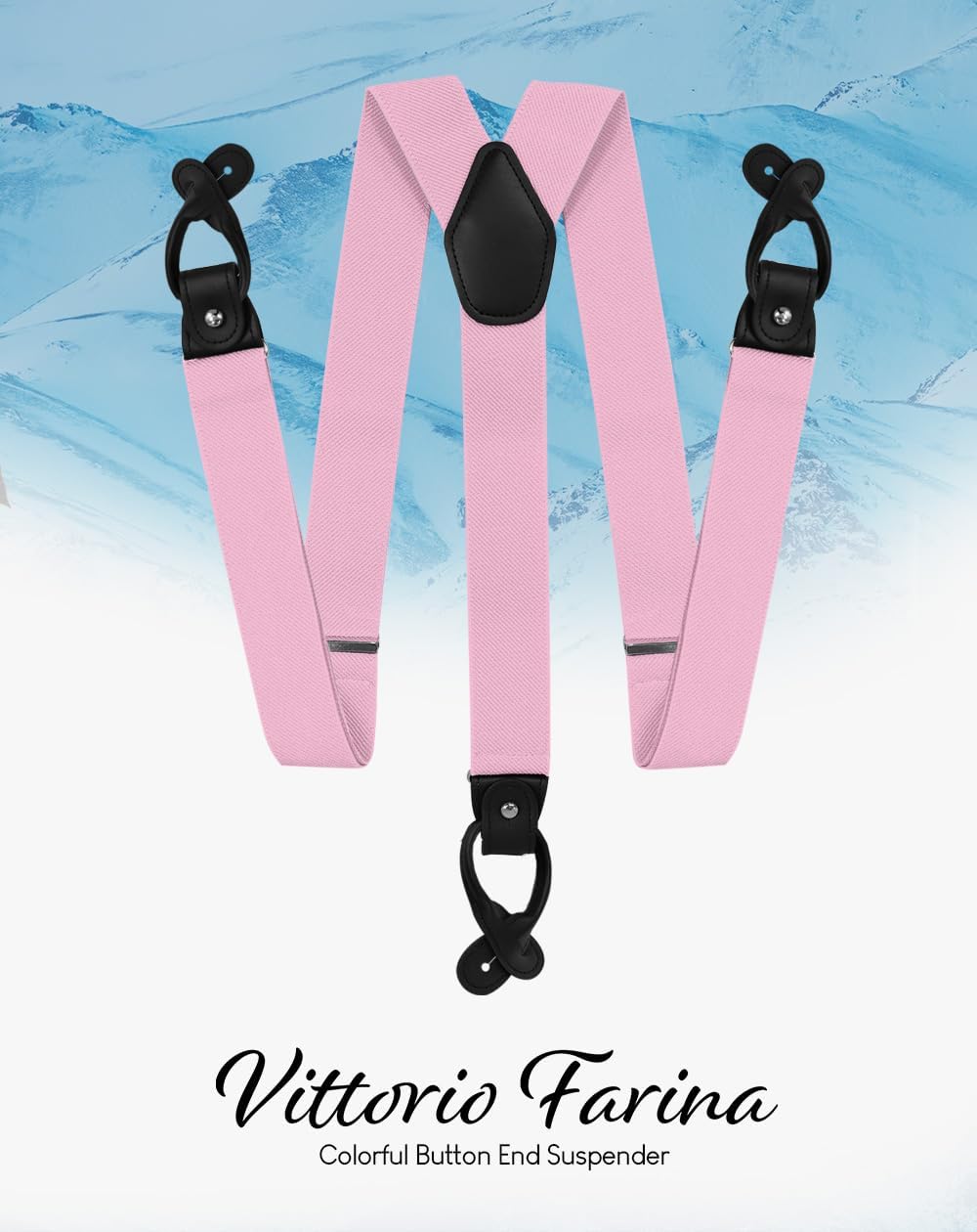 Adjustable Button End Suspenders - Vibrant Colorful Y-Back Elastic Tuxedo Suspenders
