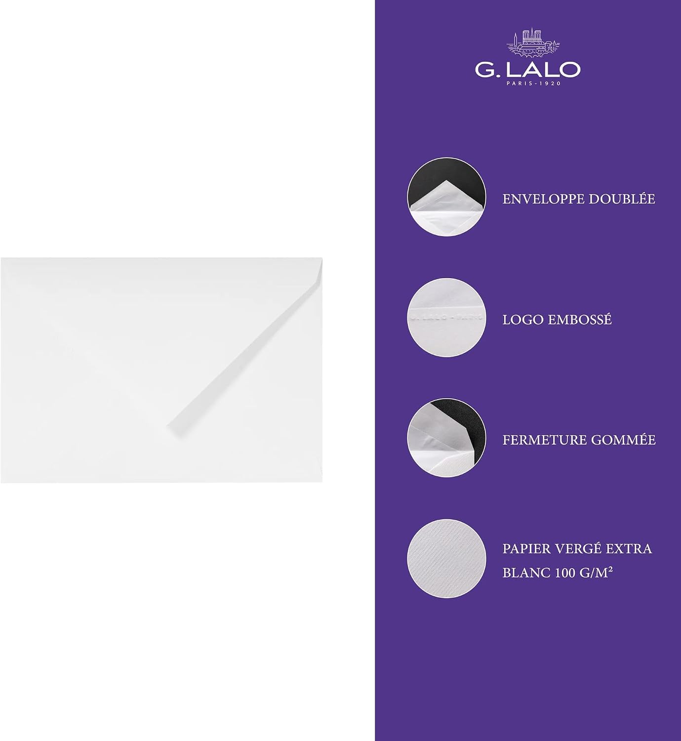 G. Lalo 162 x 229 mm Verge Envelopes, Extra White, Pack of 25