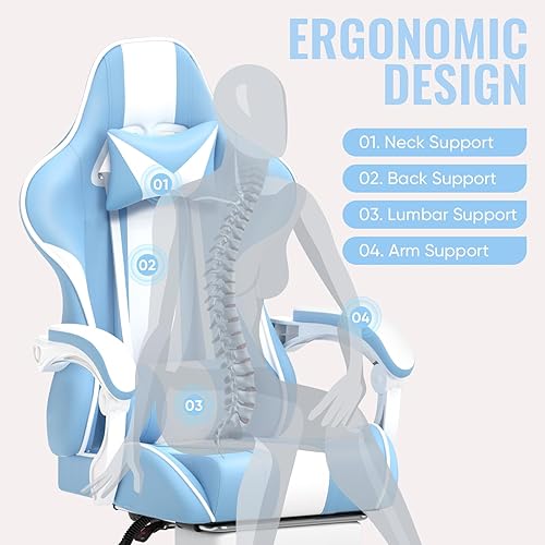 Miniatura 5 de Ferghana Sillas para videojuegos, ergonómicas estilo de carreras, silla de computadora para juegos de PC con reposacabezas soporte lumbar,