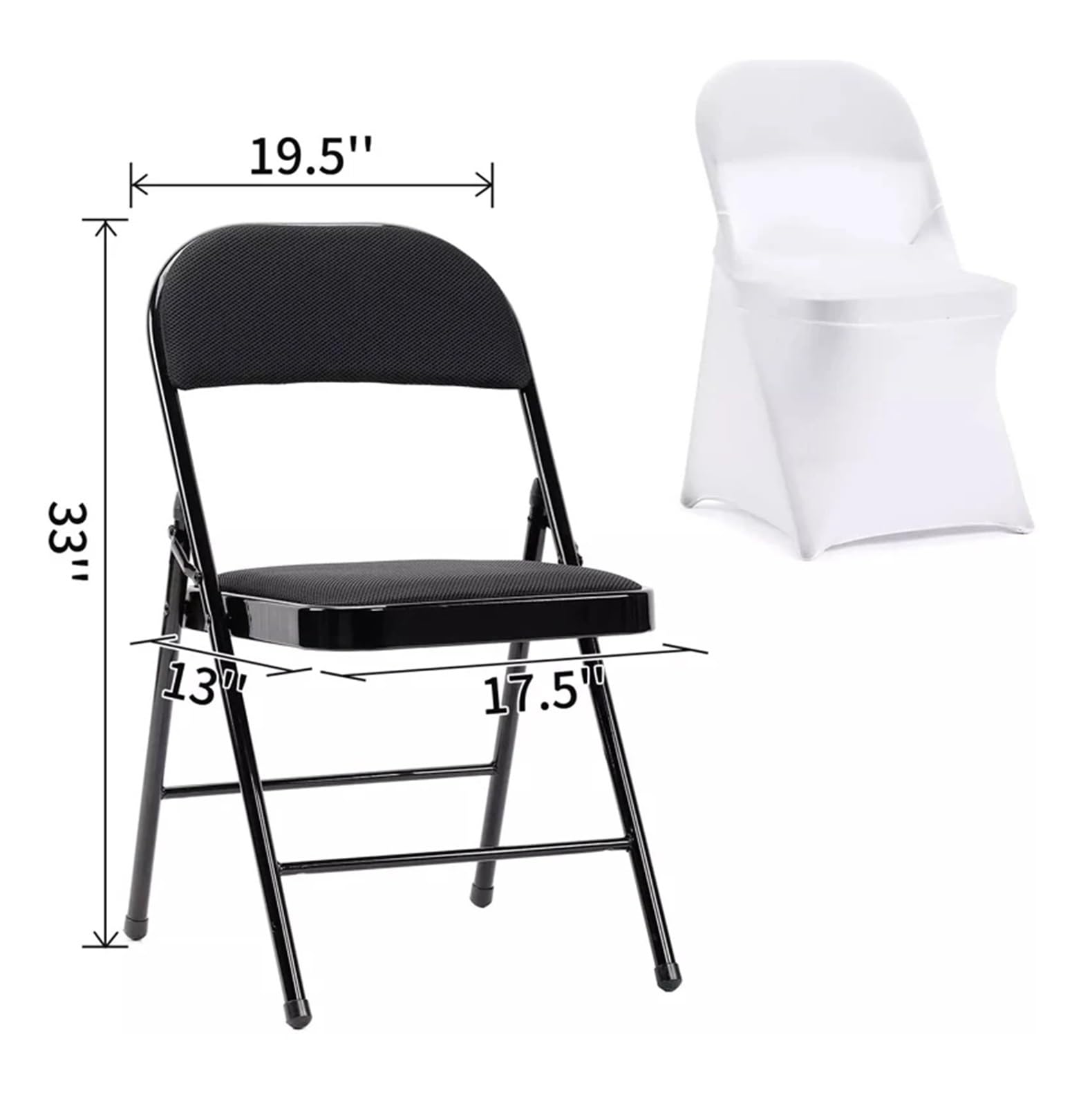 Coprisedie pieghevoli elasticizzate for sedie da banchetto e feste, in spandex nero, matrimonio, 10 pezzi(White)