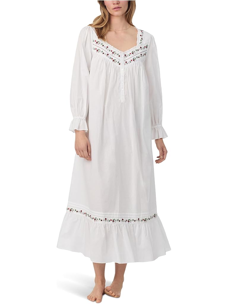 White Eileen West Cotton Lawn 50" Ballet Long Sleeve Nightgown