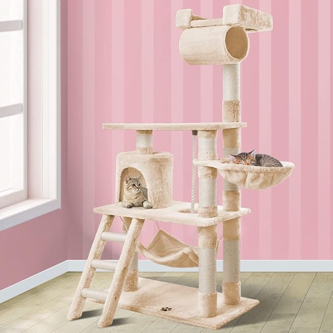 BEASTIE Cat Tree 141cm Multi-Level Scratching Post Tower