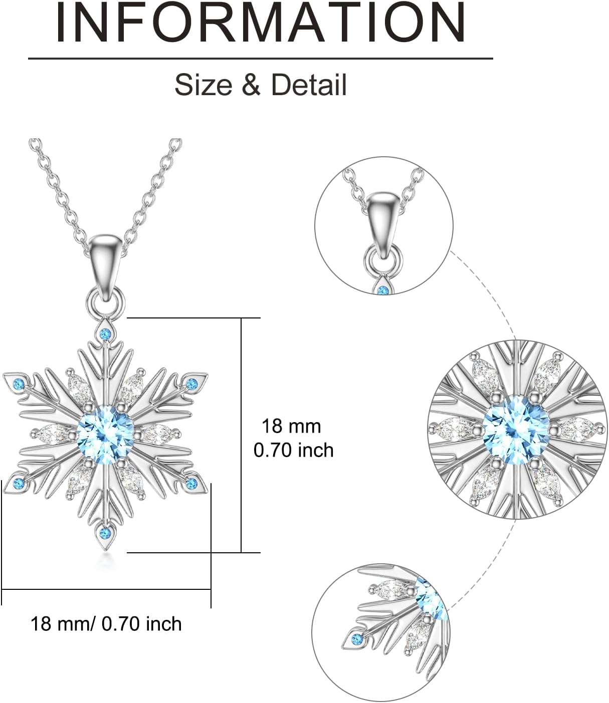 Snowflake Necklace 925 Sterling Silver Snowflake Pendant Blue Topaz Snowflake Necklace Thanksgiving Day gift Winter Christmas Jewelry for Women - Image 5
