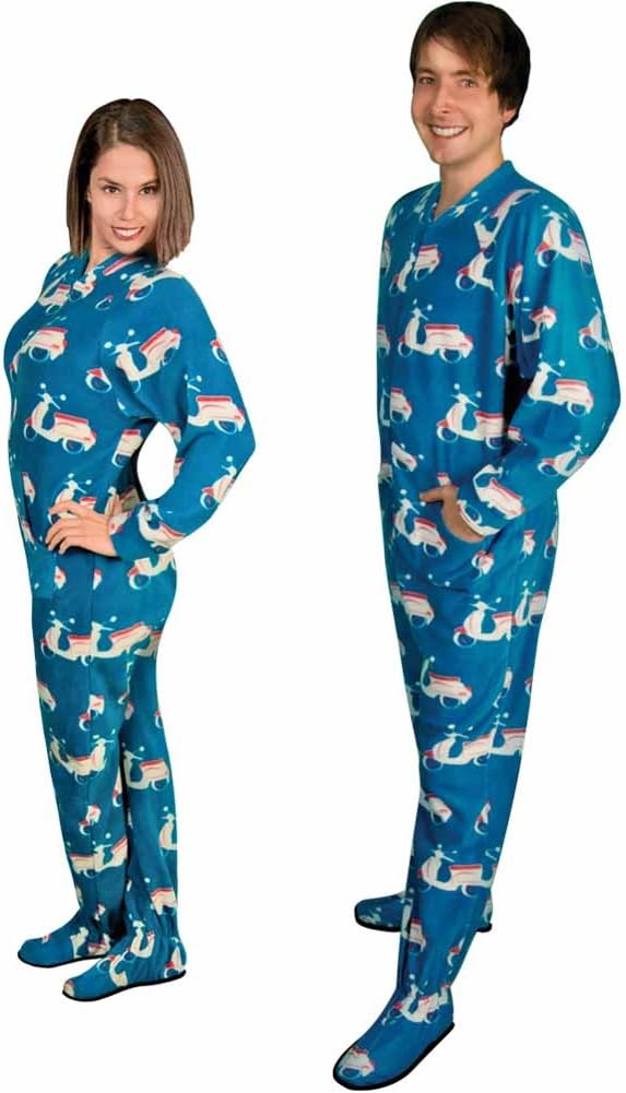 Footie Pajamas for Adults with Butt Flap Italian Scooter Fleece