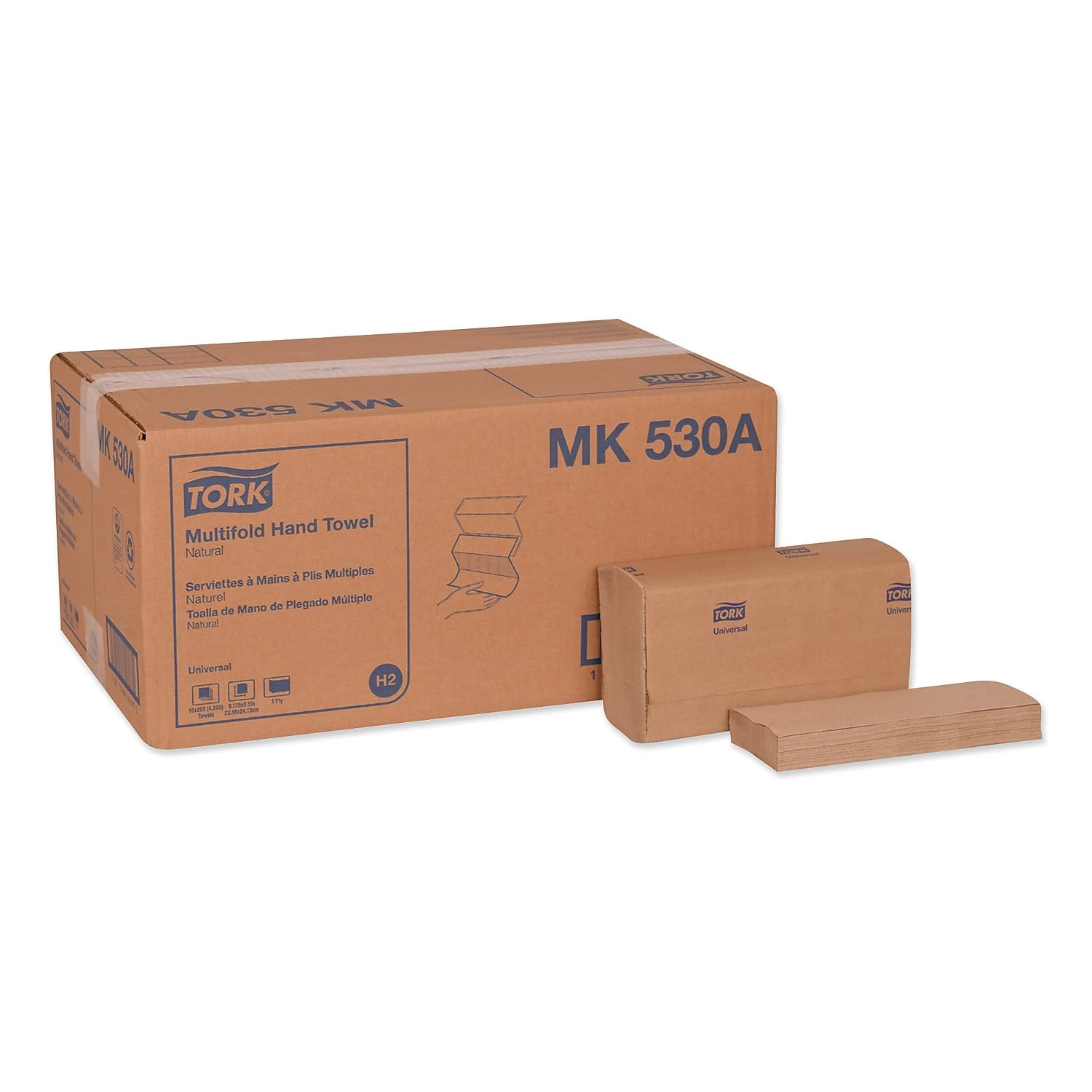 Tork Asciugamano multiplo naturale H2, universale, 100% fibre riciclate, 16 x 250 fogli, MK530A