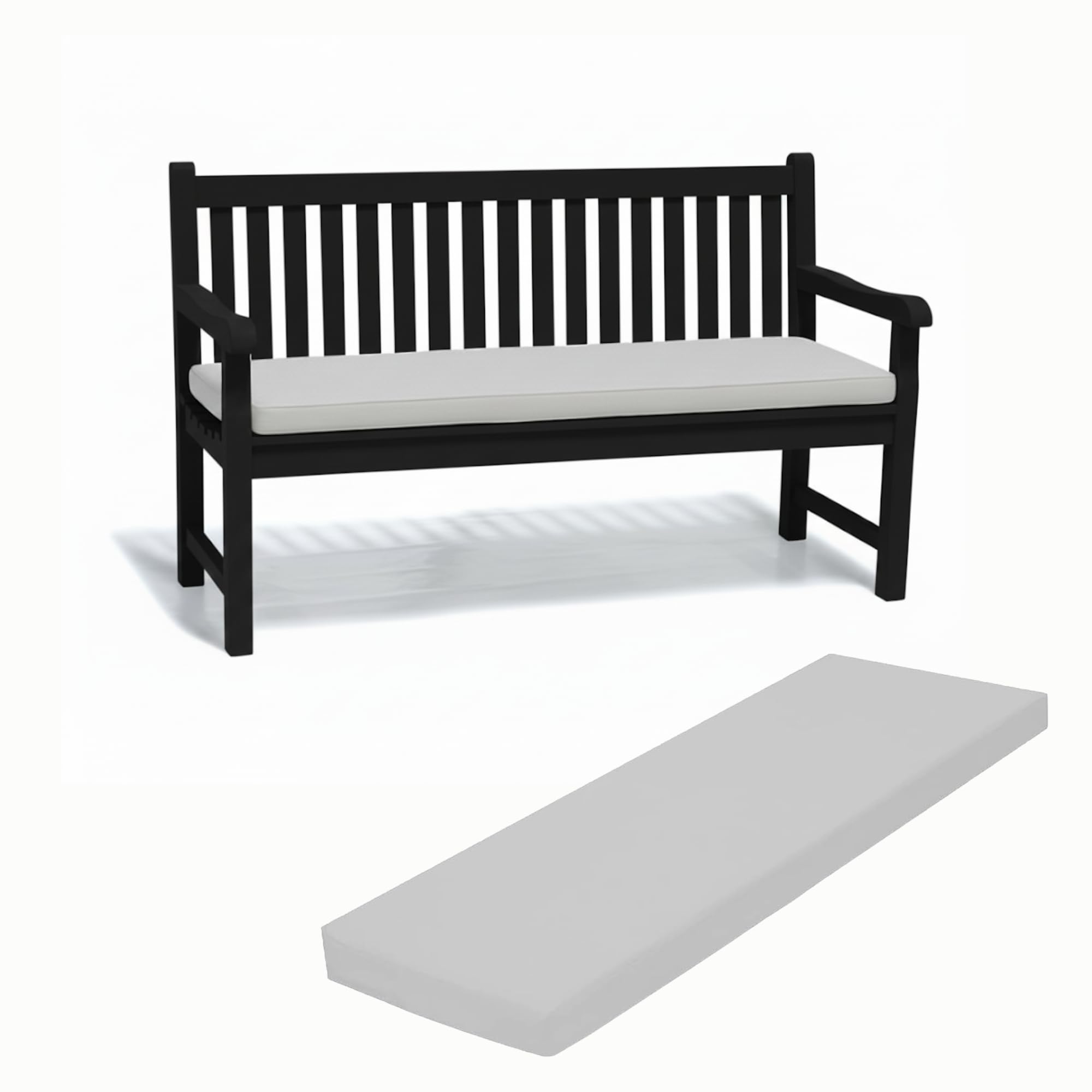 Cuddle Cloud Waterproof Outdoor Bench Cushion for Lawn, Garden & Patio – 2/3/4 Seater Long Bench Seat Pad with Removable Washable Cover (Silver, 3 Seater 140cm x 51cm x 5cm) — image 1