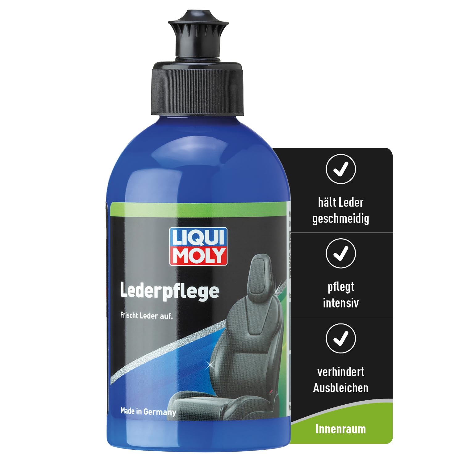LIQUI MOLY Lederpflege, Art.-Nr. 1554 I 250ml Lederbalsam zur Reinigung & Aufbereitung von Echt- & Kunstleder I Glättendes Leder-Pflegemittel für längere Lebensdauer I Seidenmatter Glanz & Elastizität