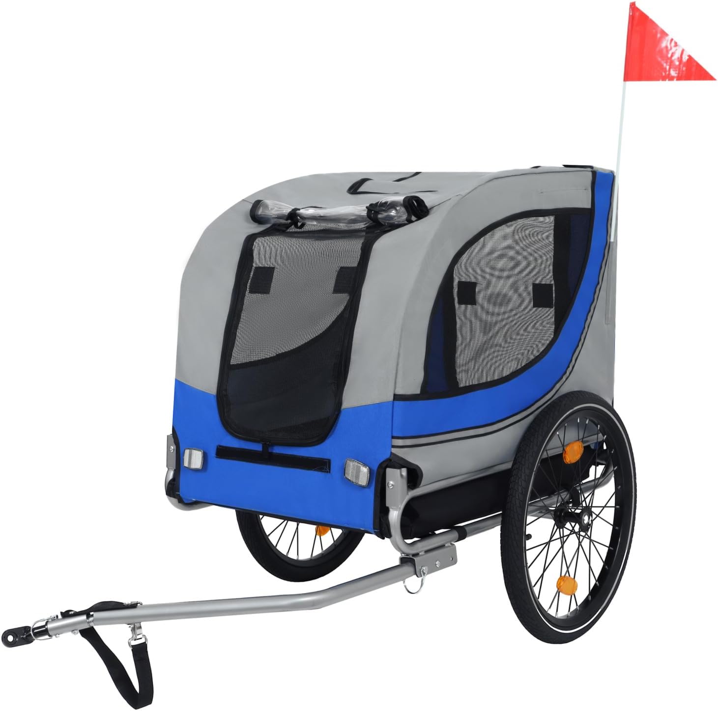 Dawn Large Folding Bike Trailer for Dogs – 120LB Capacity All-Terrain Pet Carrier, Durable Steel Frame for Cycling, Jogging, Camping & Outdoor Adventures, Gray- Blue