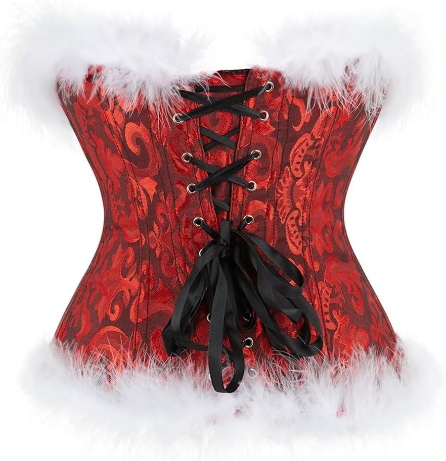 Hengzhifeng Women Gothic Christmas Boned Bustier Corset Top with Tulle Skirt