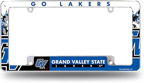 Miniatura 98 de Rico Industries Marco de matrícula estándar de la NCAA de 12 x 6 pulgadas, cromado para automóvil, camión, SUV (G-H-I-J-K escuelas)