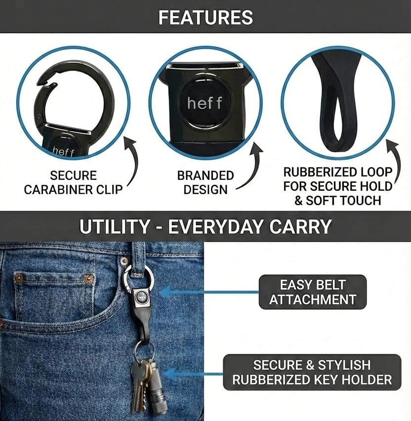 Image of Heff Designer Keychain, Multipurpose Key ring for Car, Bike, Home, Office and Student