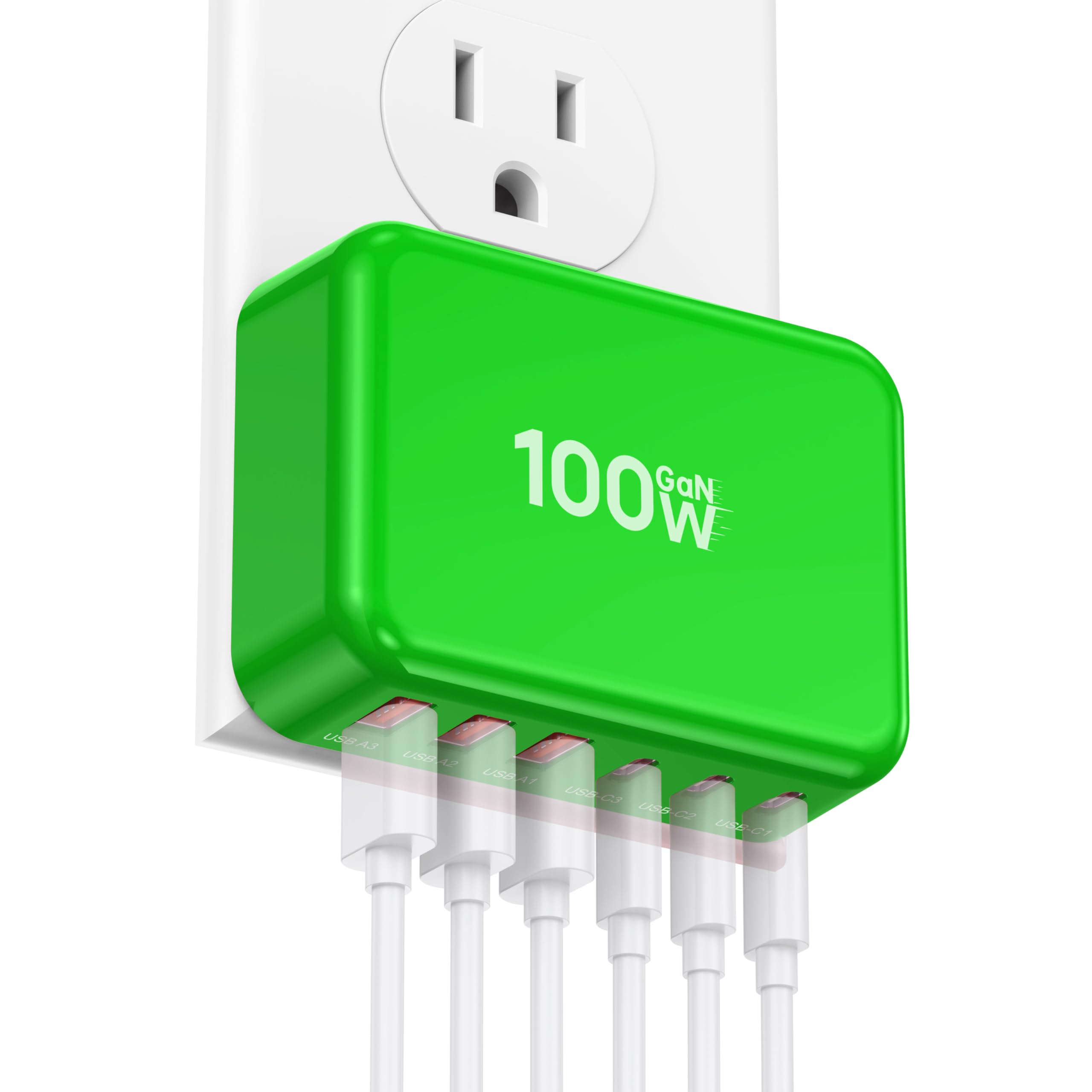 Fast Charger Block, 100W 6 Port Charging Station Hub Cube, Power Strip Plug