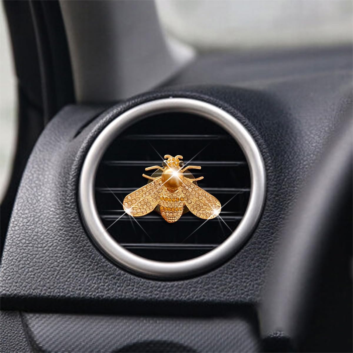 JNNJ 4 Clip Diffusori Per Profumo Auto – Ape Con Cristalli – Decorazioni Universali Per Bocchette Dell'Aria (Stile-1) - 4