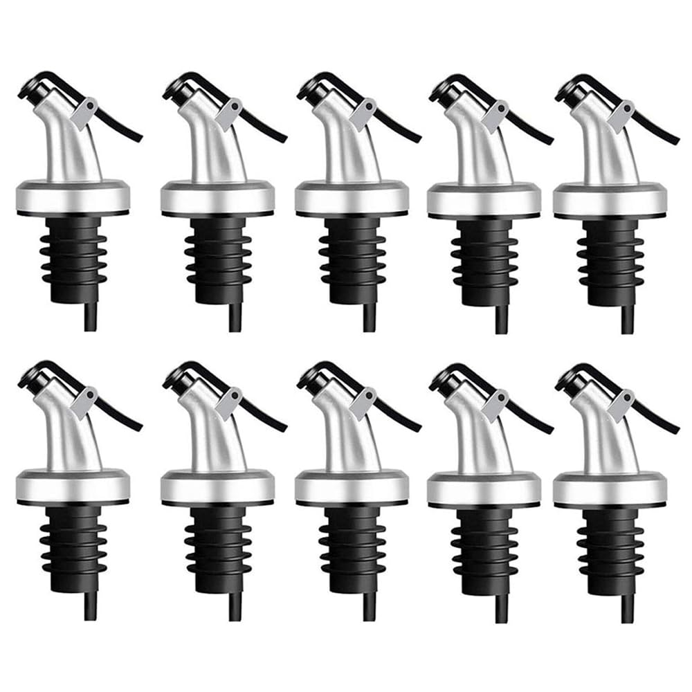 Liquor Pourer Stainless Steel Bottle Cocktail Free Flow Mixing Liquor Pourer (Oil DRIZZLER (10PCS))