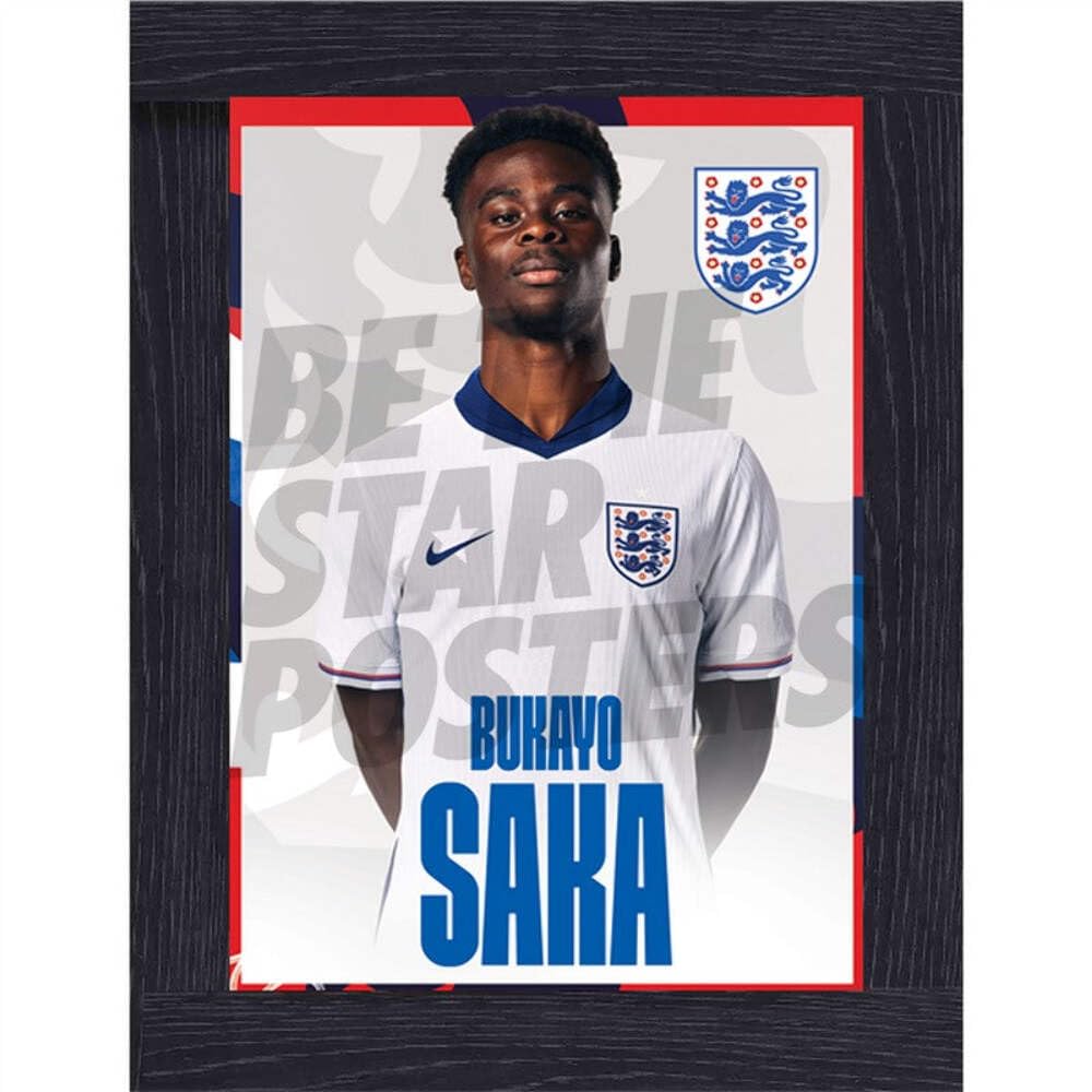 England Saka 24/25 Home Headshot Poster Framed A3