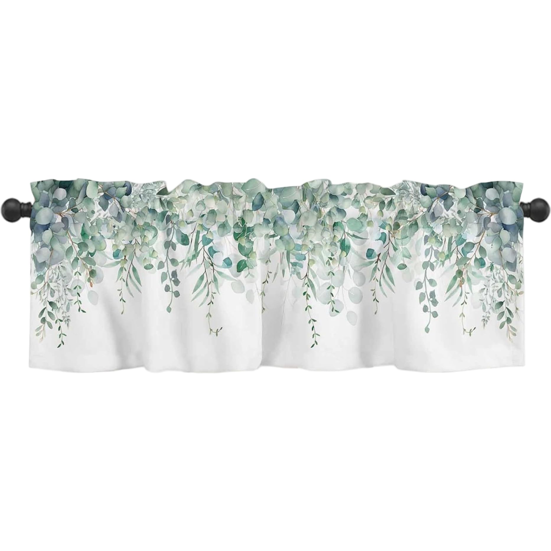 AwnsIMfreien Kitchen Valances, Curtain Valance 18x54 inch Green Eucalyptus Leaves Kitchen Curtains Valances Rod Pocket Window Curtains for Bathroom