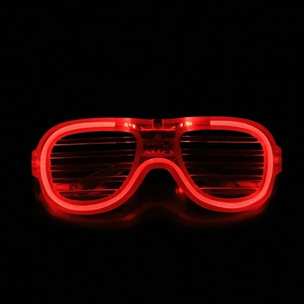 3 Mode LED Flashing Glowing Shutter Glasses Adult Kids Fun Glasses Light up Shutter Shades Eye Wear Party Sunglasses for Event Halloween Christmas Birthday Party Favor (Red)