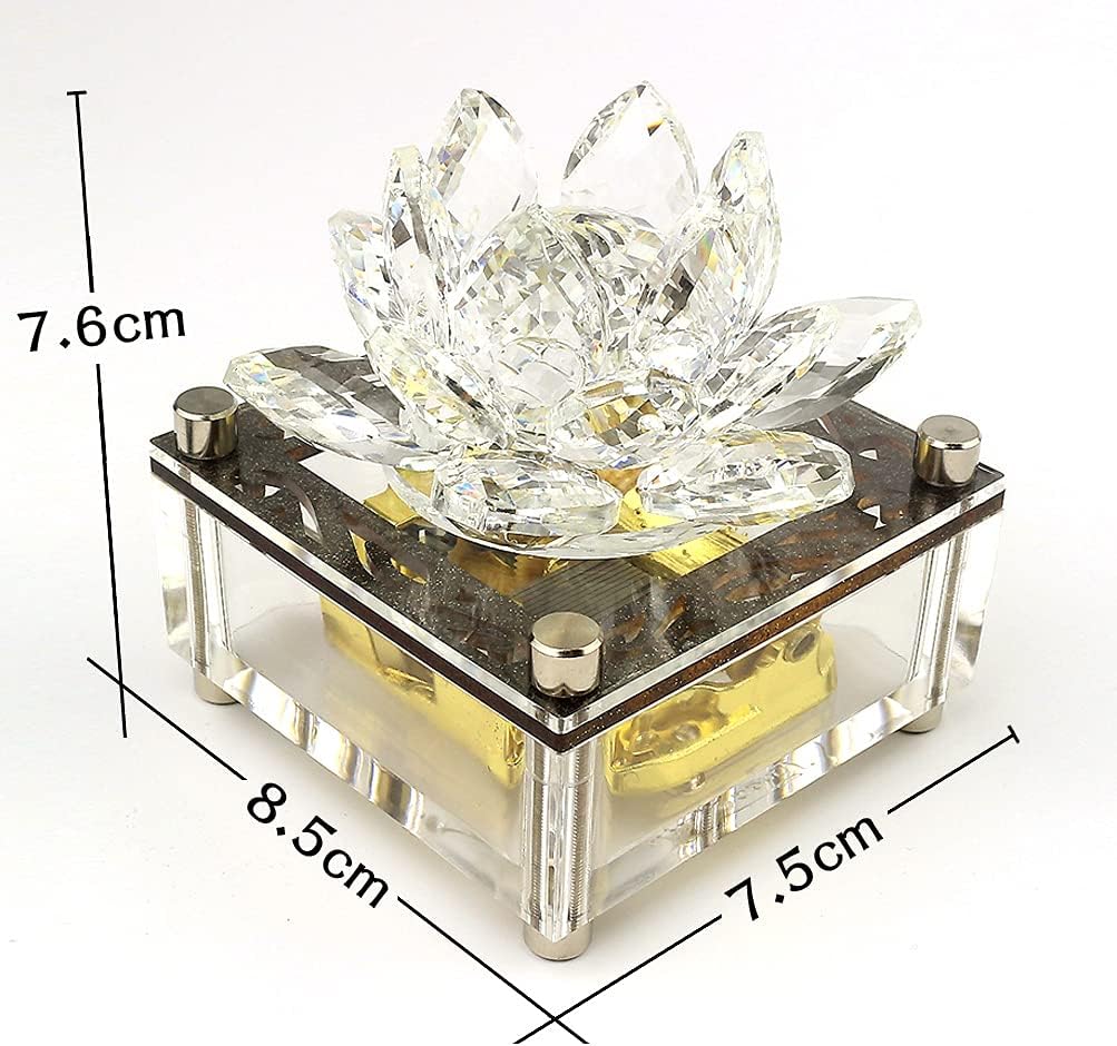 SOFTALK Acrylic Music Box Clockwork Creative Musical Boxs Beautiful Melody for Christmas, Birthday Valentine's Day Gifts (Transparent Crystal Flower, Tune:Moonlight Densetsu)