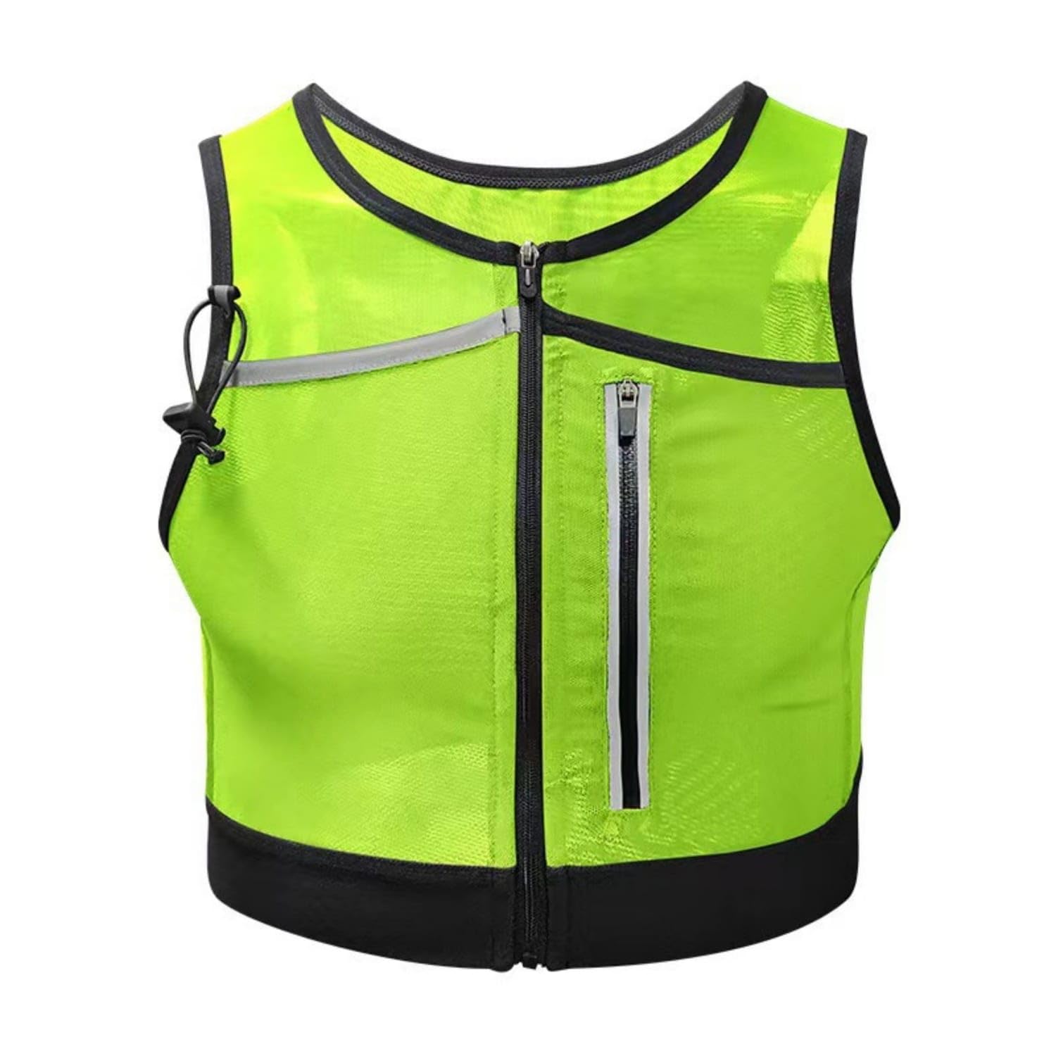 UJEAVETTE Multiple Pockets Running Backpack Vest Front Zipper Sleeveless Running Vest Body-Hugging, Fluorescent Green, XL-picture-29