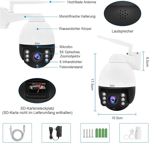 Miniatura 3 de Cámara de seguridad de 8 MP, PTZ 200X Zoom híbrido POE cámara al aire libre con detección humanamovimiento, cámara IP de seguimiento automático de