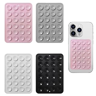Lot de 4 Supports de Téléphone à Ventouse en Silicone, Supports pour Téléphones Portables, Selfies, Vidéos Et Recharge Mobil ,Support à Ventouse Polyvalent (Noir/Blanc/Gris Clair/Rose Clair) - Amazon product rated Grade A