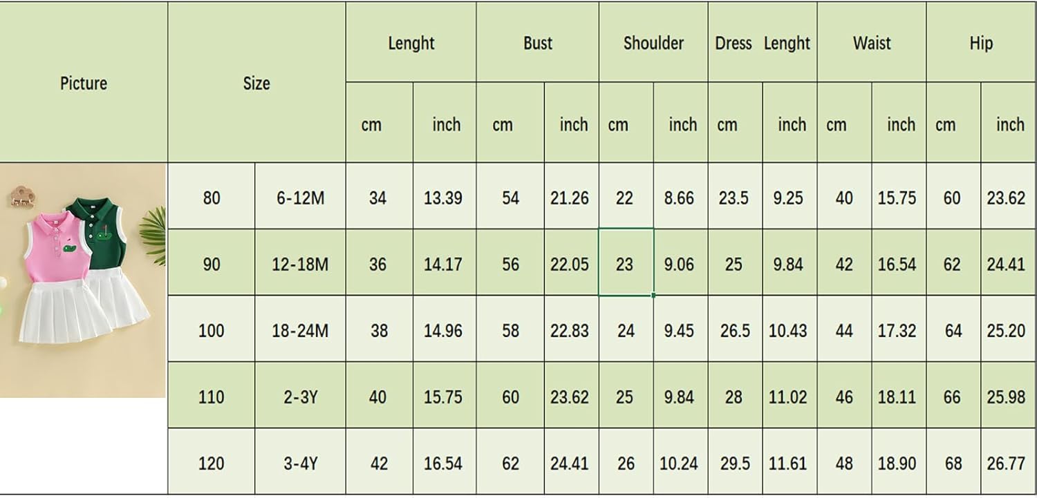 Toddler Girl Golf Outfits Hole In One Golf Sleeveless Polo T-shirt Tops And Pleated Skirt 2Pcs Baby Summer Clothes - Image 7