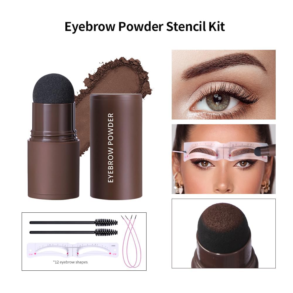 GL-Turelifes Eyebrow Stencil Set, Eyebrow Stamp Powder Kit with 12 Eyebrow Shape Brow Stencils, 2 Elastic Cord &2 Brow Brush - Image 3