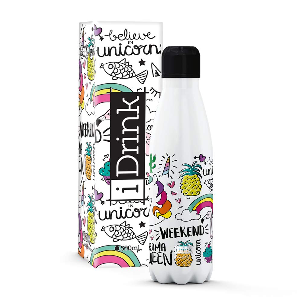 I-Drink Botella Térmica Unicornio 1000 ml, Metal, Unicorno