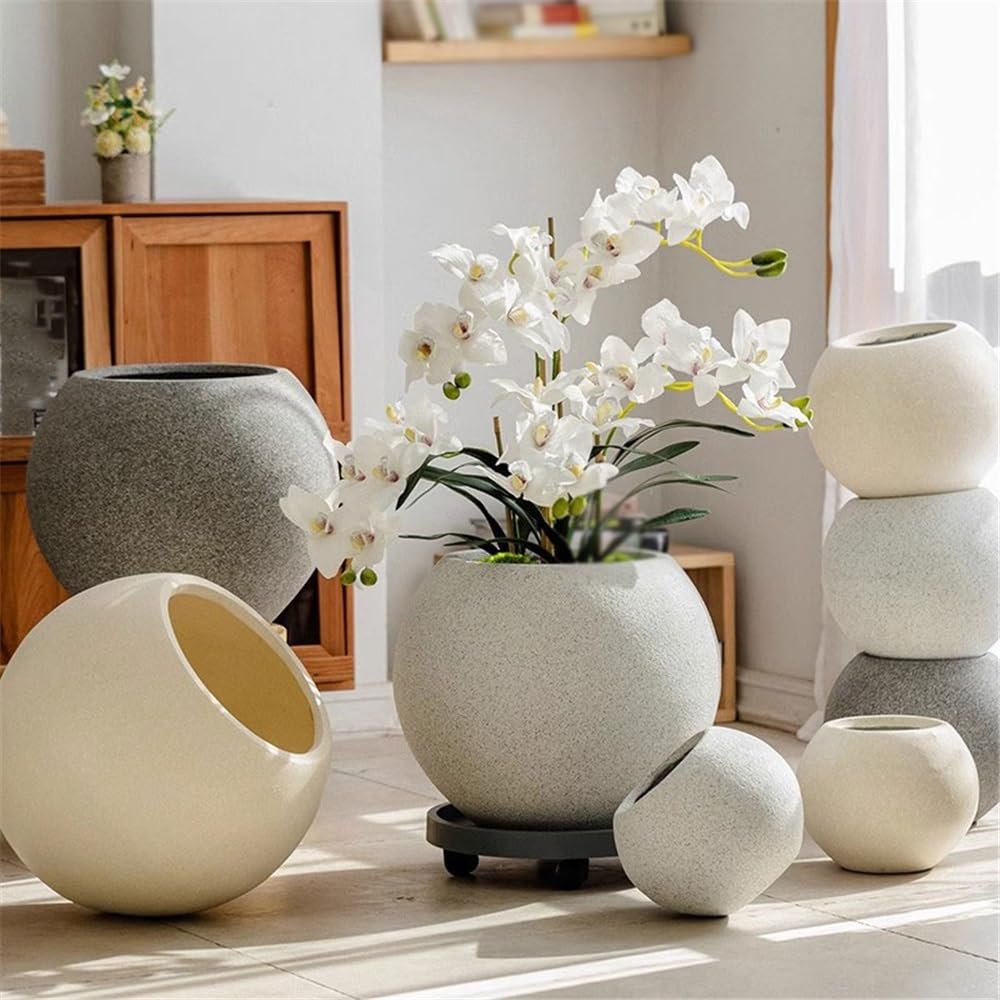 doniczki Donica z gliny magnezowej z otworami drenażowymi Doniczki Pojemniki na wejścia, sypialnie i ogrody Szara okrągła donica doniczki ceramiczne