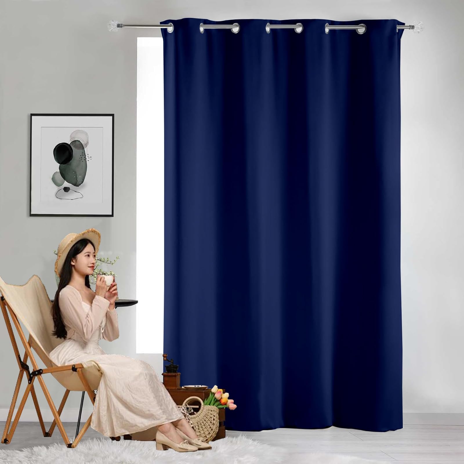 GAIFNAG Dim Out Eyelet Curtains 80 x 50 cm Insulated Energy Efficiency Eyelet, Multiple Size and Colour Thermal Insulated Curtains for Apartment/Hotel Dorm, Navy Blue — image 1