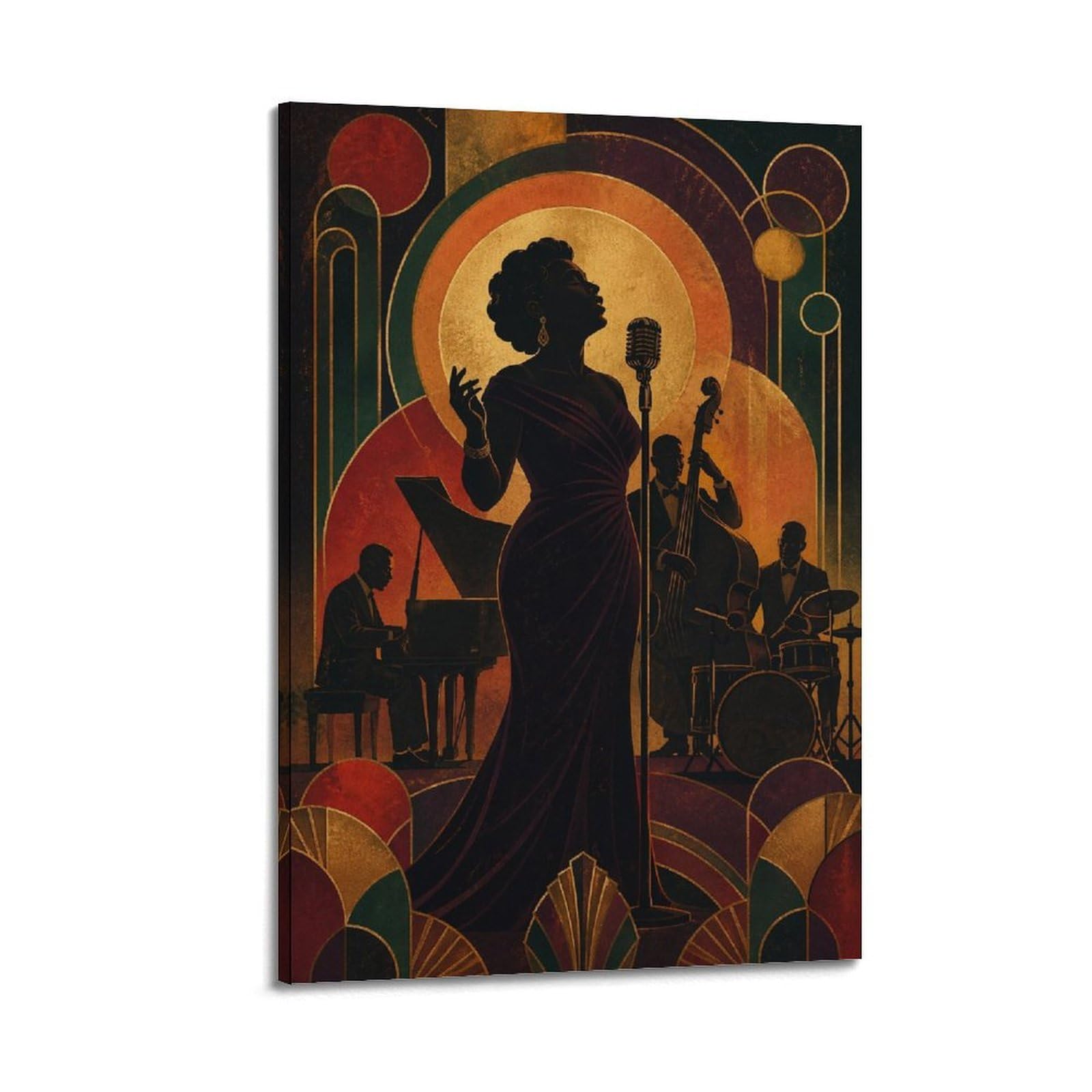 XKUGA Vintage Harlem Soul Music Style Poster Jazz Band Modern Decorative Canvas Prints - Ideal Wall Art for Family, Man Cave, Game Room, Boys & Girls Bedroom 12x18inch(30x45cm)