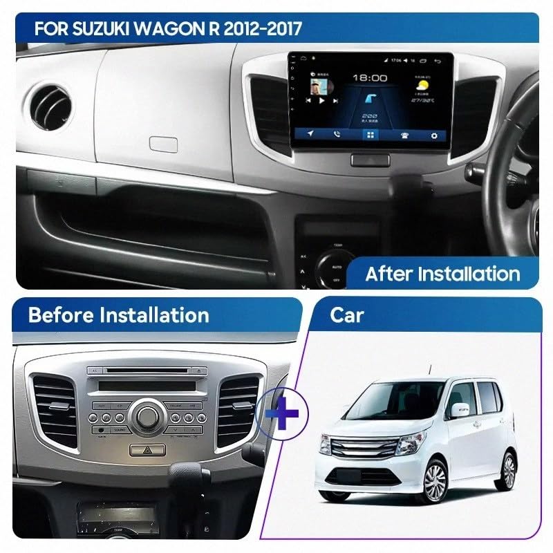 Android Auto inalámbrico para Suzuki Wagon R 2012-2017 con cámara AHD 2
