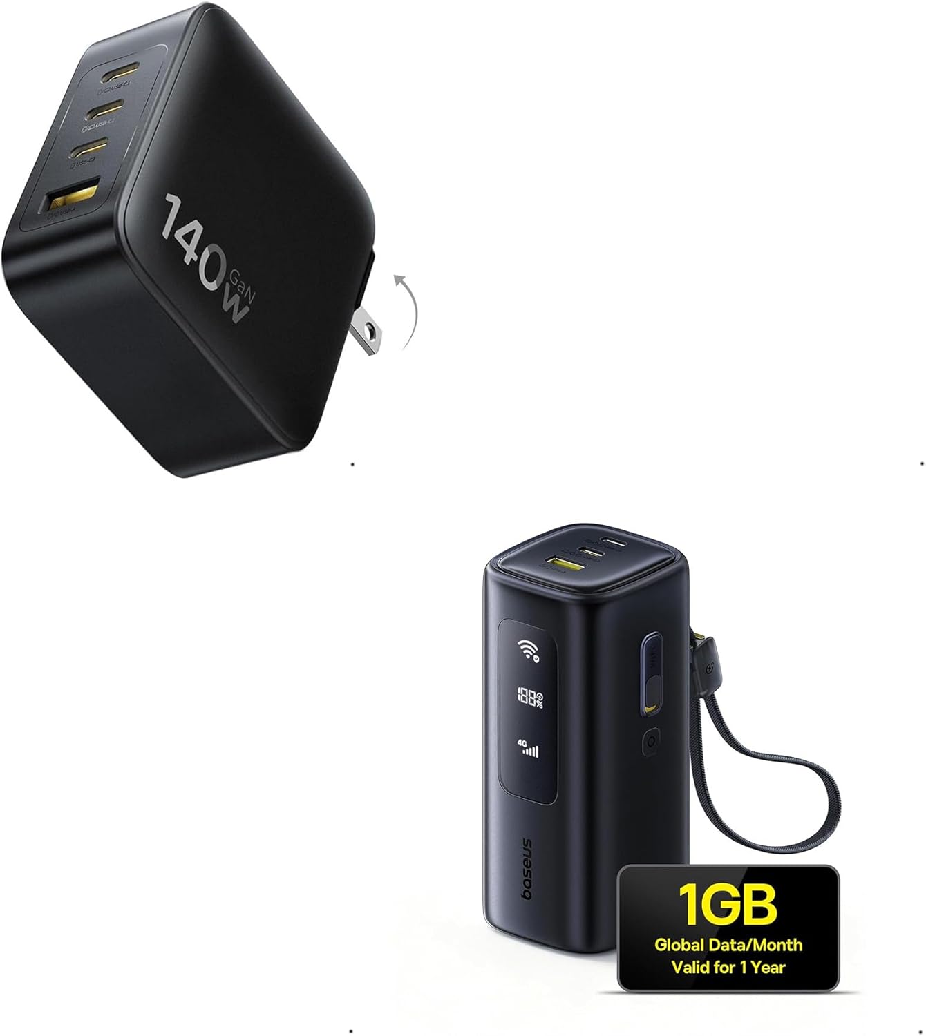 Baseus 4G LTE Mobile Hotspot & 20000mAh 67W Power Bank 2-in-1 PD3.1 140W USB C Charger, PPS Fast Charger Type C, Fast Charging Block