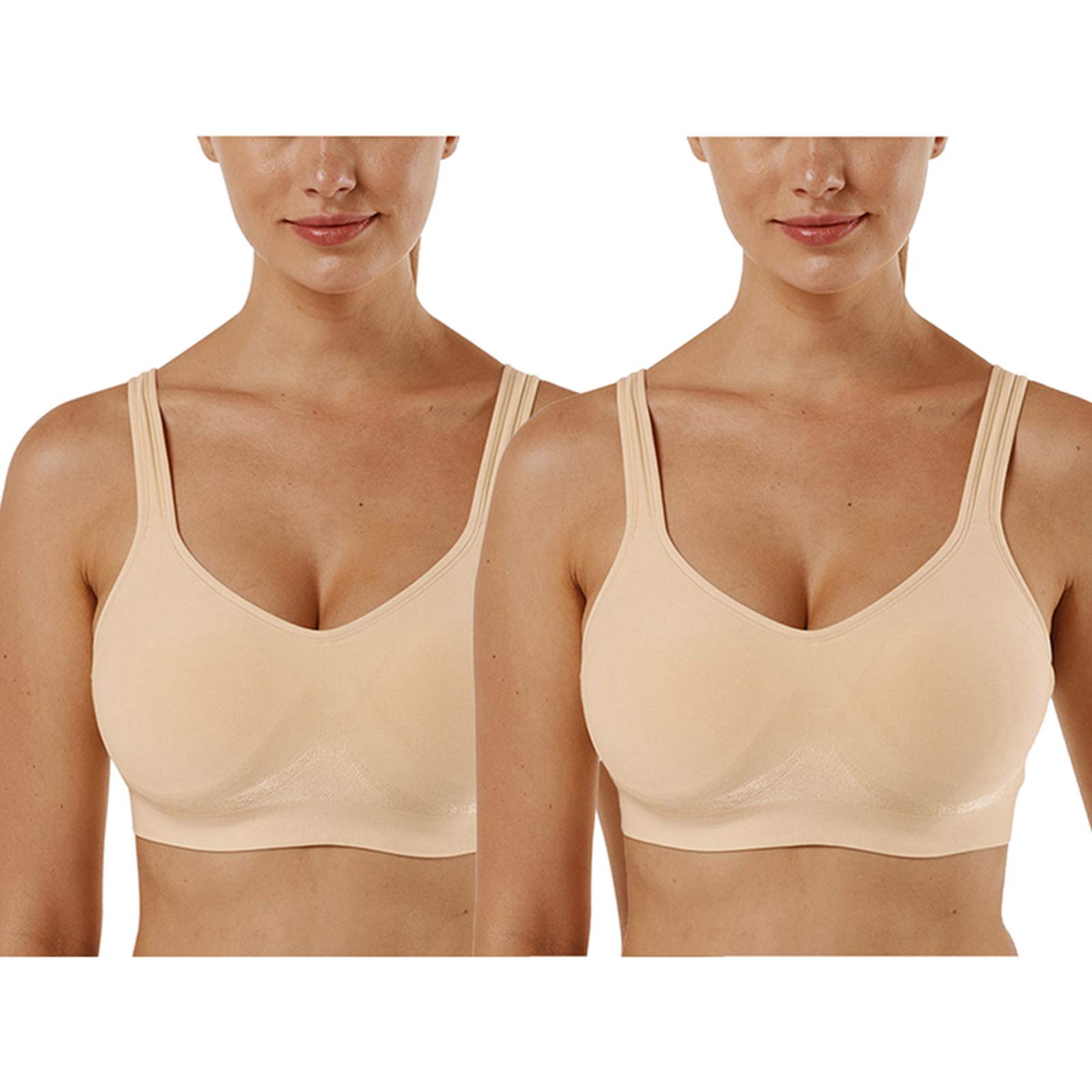 Vertvie Femme Lot de 1/3 Soutien-Gorge Sport Rembourré Push Up Lingerie Brassière sans Armature sans Couture Tank Top Bustier Bretelles Dos Croisé Pad Amovible