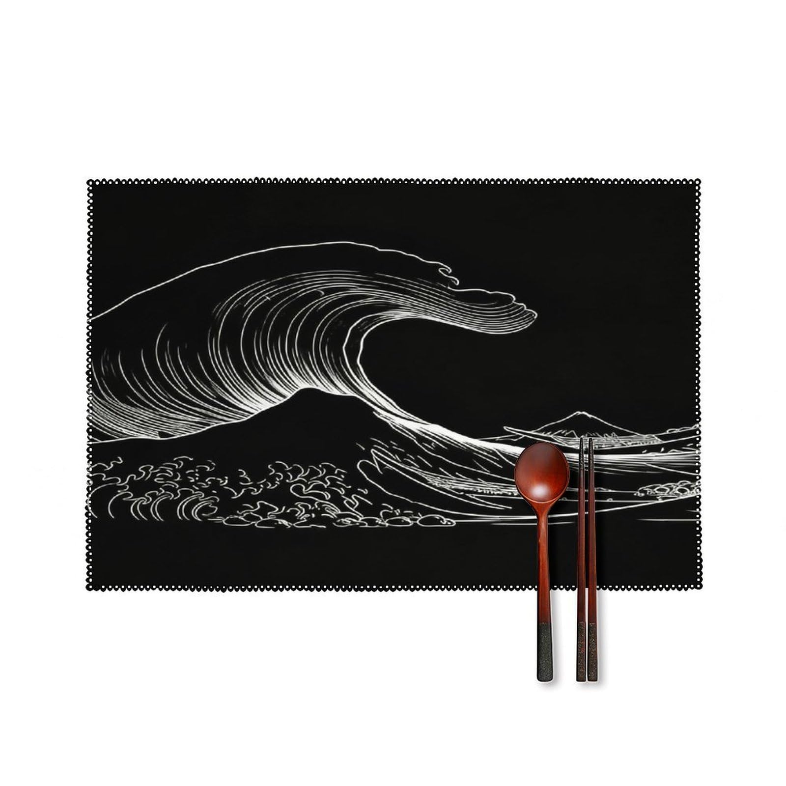 Fekiloot Style Dragon-Head Wave Placemats Set Of 6,Table Mat