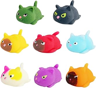 8Pcs Mochi Squishy Cat Toys,Mini Animal Moochies Squishies Pack for Party Bags,Kawaii Soft Small Moji Fidget Toy Party Bag Fillers for Kids Boys Girls Birthday, Halloween Party Treat Bags Filler Gifts