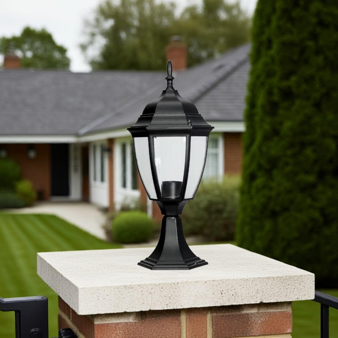 Noir OVA Gate Light | Waterproof Outdoor LED Compatible Pillar Lamp for Main Gate, Balcony & Garden | Stylish Oval Black Gate Light for Home Entrance β Kyess Lighting 1