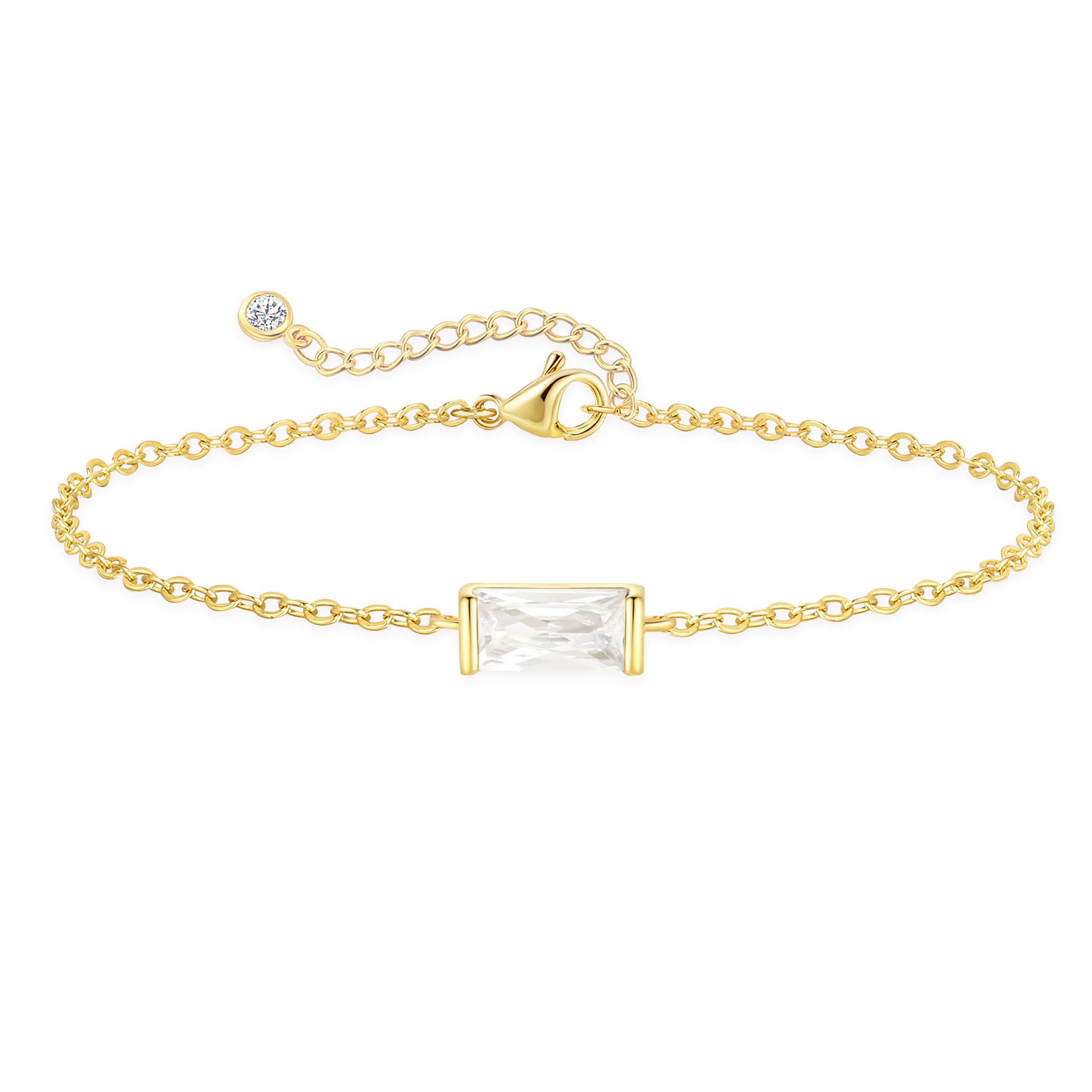 FUNEIA Birthstone Gold Bracelets for Women Non Tarnish Trendy Dainty 14K Gold Plated Bracelet Stack Stackable Blue Green May Emerald Friendship Bracelets Jewelry Gifts for Mom Best Friend