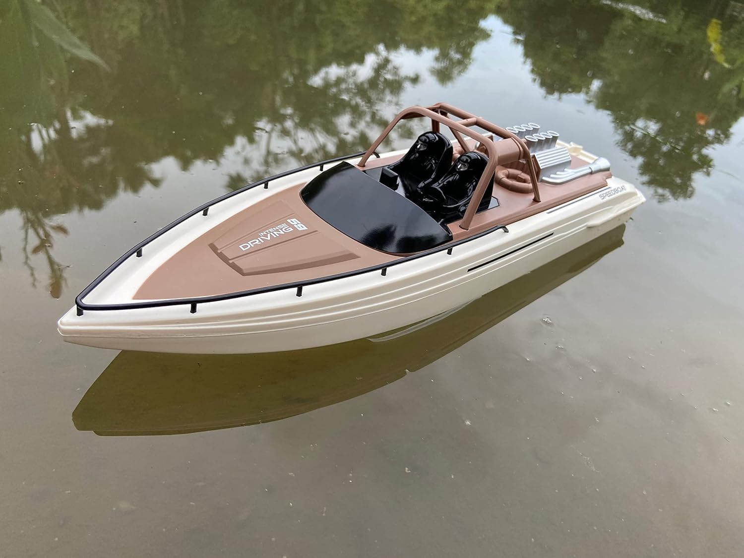 SOWOFA Remote Control Boat 4CH Electric Watercraft RC Sail Double-People Boats 15km/h for Lake Pool Suitable for Adults 14y+（Dual Battery Version）