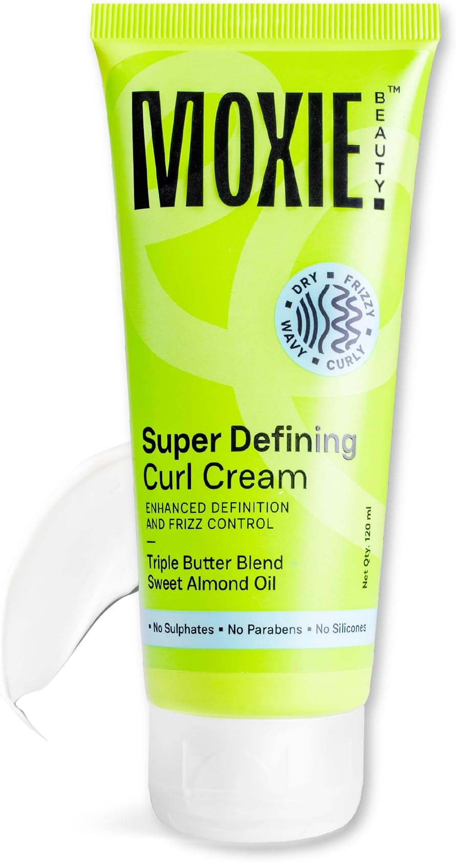 Moxie Beauty Super Defining Curl Cream for Women & Men | Leave In Curl Cream for Curly, Wavy & Frizzy Hair | 96% Hair Moisture Retained | Hair Cream for Dry Curly Hair | Made With Mango Seed, Cocoa Butter & Almond Oil | 120 ml