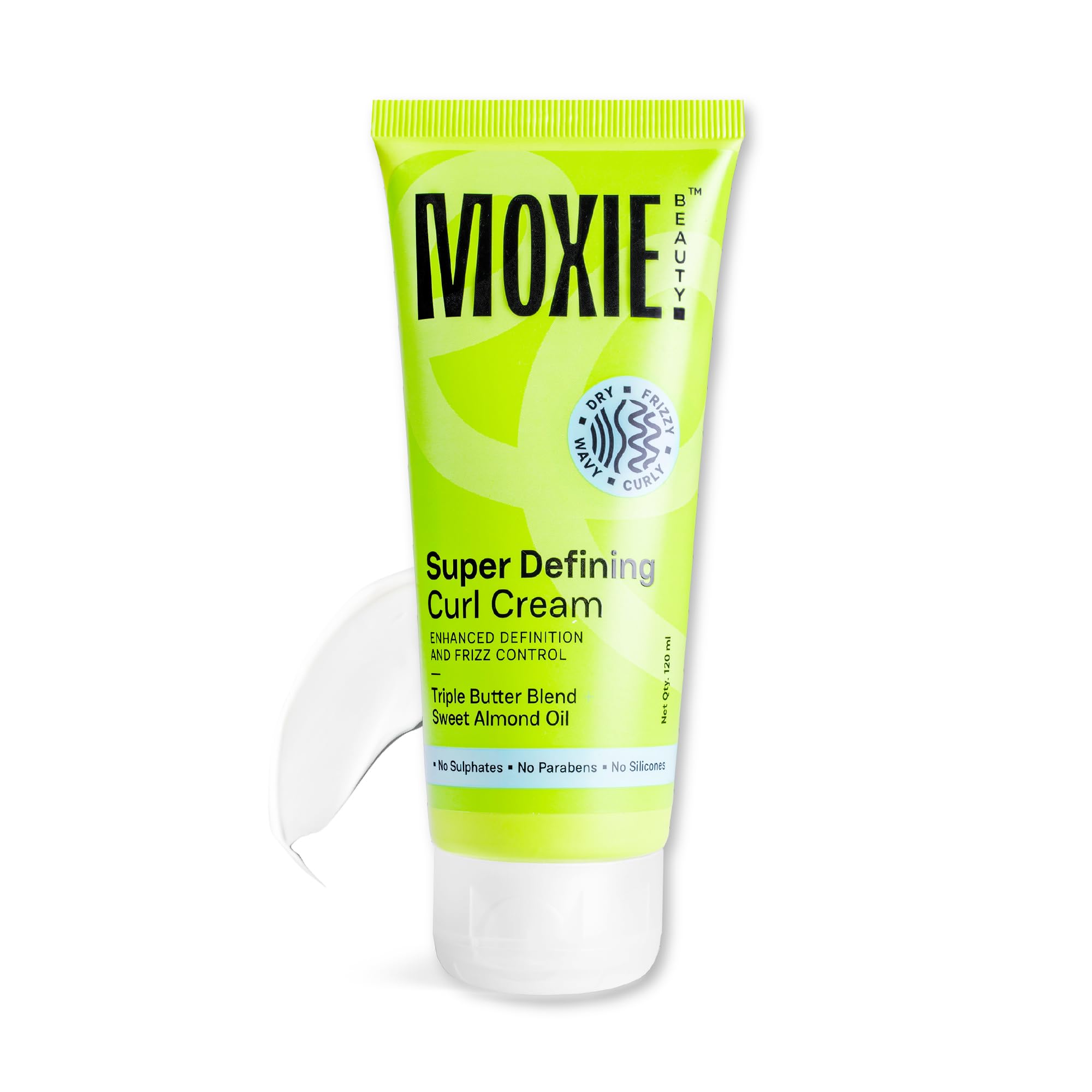 MOXIE BEAUTYSuper Defining Curl Cream - 96% Hair Moisture Retained | For Curly & Wavy Hair | Made With Mango Seed, Cocoa Butter & Almond Oil | (120 ml)