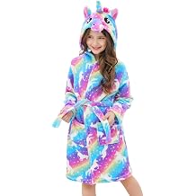 Girls Fleece Hooded Robe Toddler Warm Fuzzy Bathrobe
