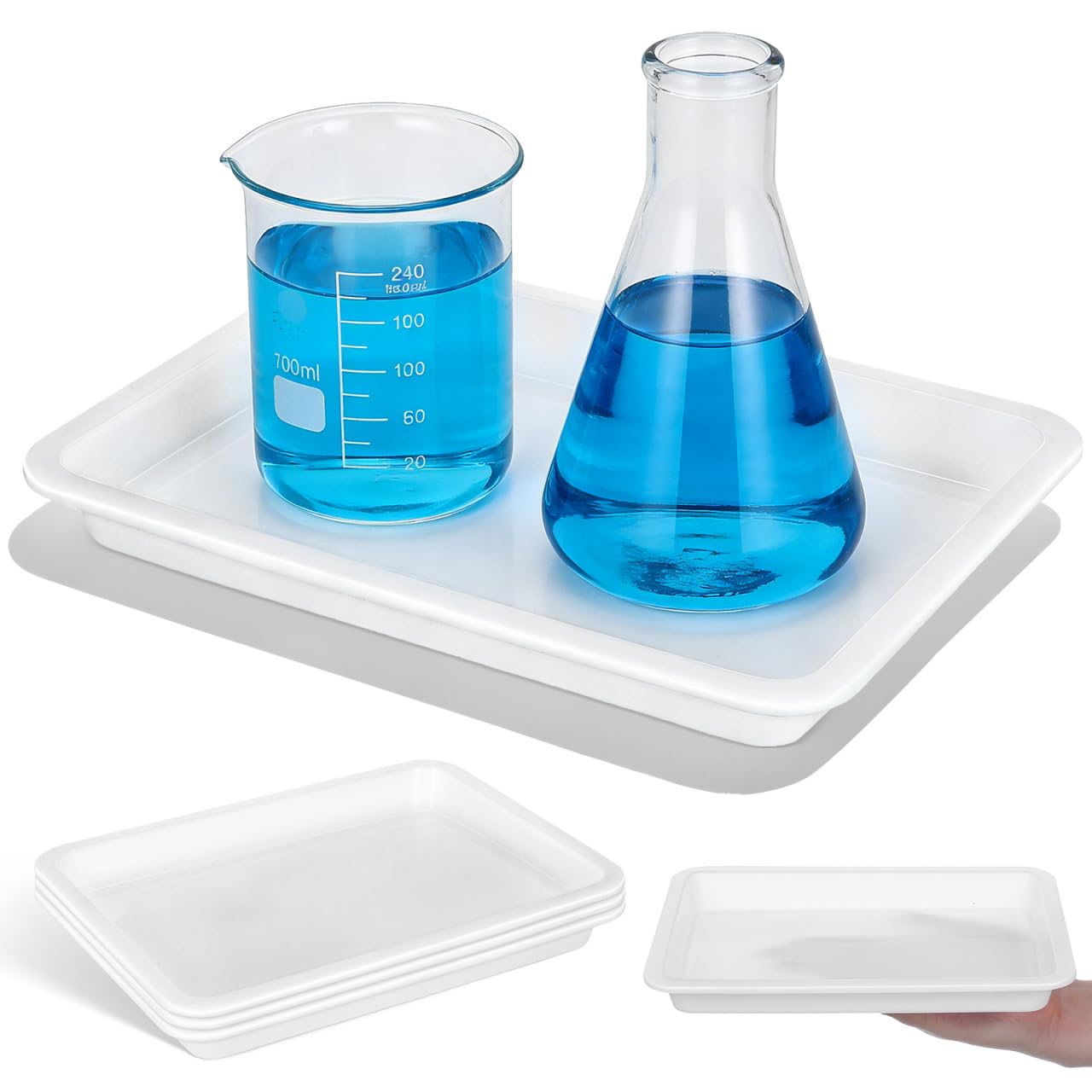 Bandejas Laboratorio Trayectoria Resistente Ácidos y Álcalis 4 Piezas Experimentos Químicos