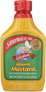Woeber's Sandwich Pal Jalapeno Mustard, Six 16-Ounce Units (96-Ounces)