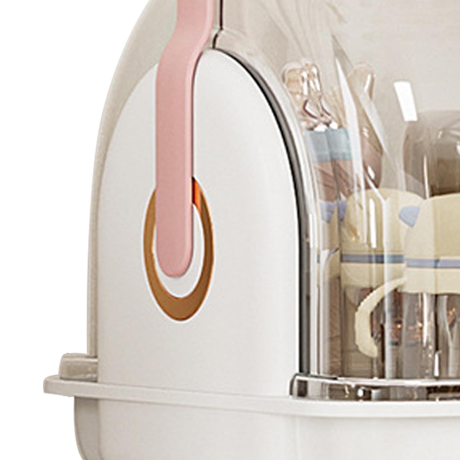 Fdit Boîte de Rangement de Biberons avec Couvercle, égouttoir, Organisateur D'étagère D'armoire en Plastique, pour Le Rangement de la Vaisselle de bébé (Pink)